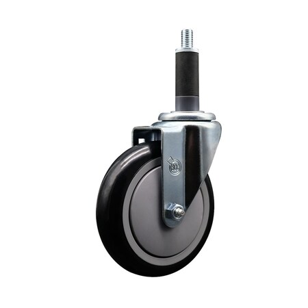 Service Caster 5'' Black Poly Wheel Swivel 1'' Expanding Stem Caster SCC-EX20S514-PPUB-BLK-1